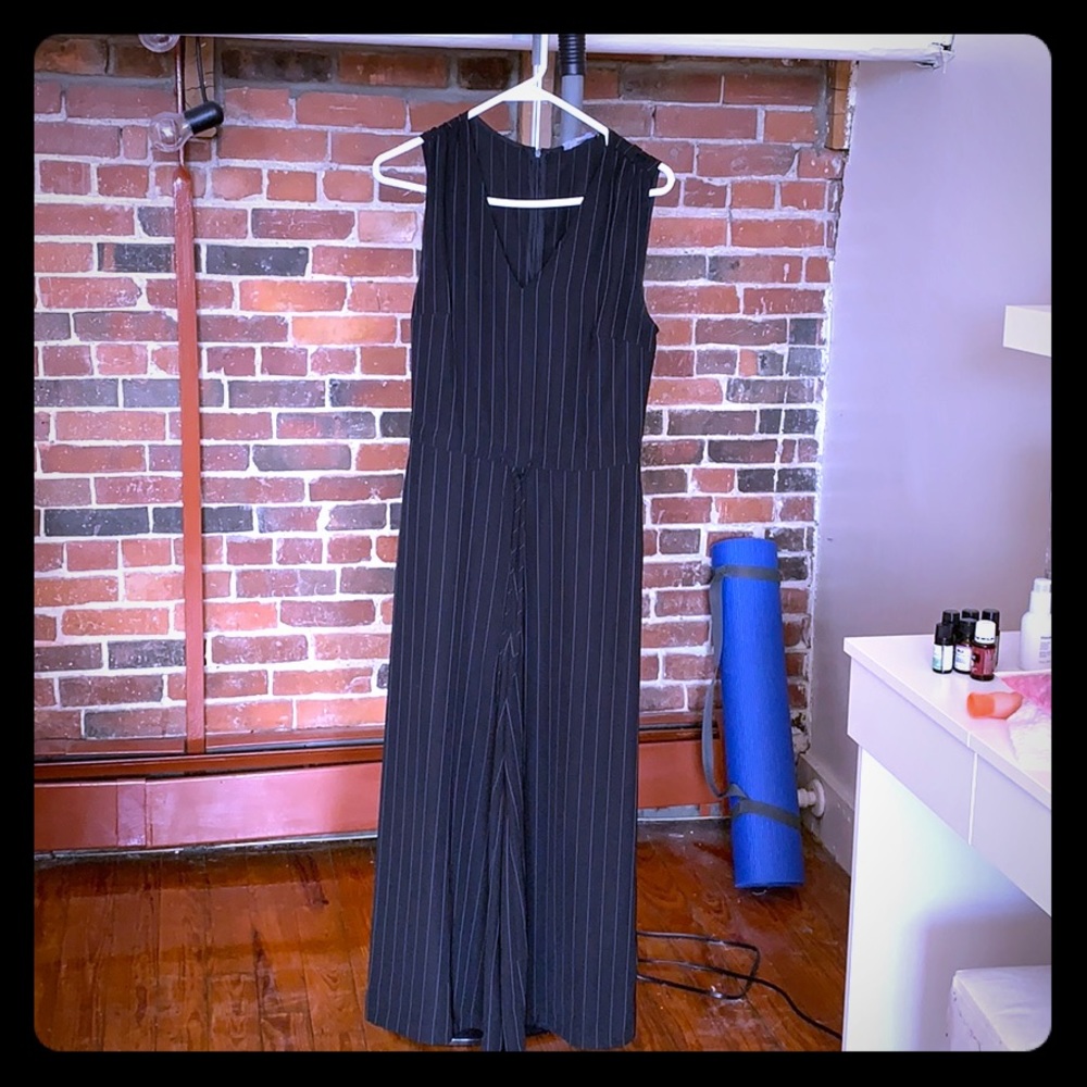 Black pinstripe Noir Jumpsuit